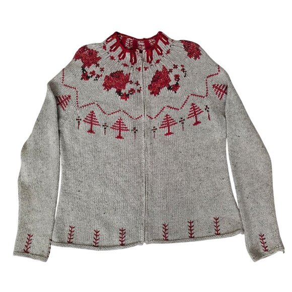 Villager Sport Liz Claiborne Angora Full Zip Cardigan Christmas Sweater Size XL - Picture 3 of 13